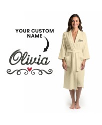 Lightweight Waffle Bathrobe with Custom Name and Heart Bathrobe